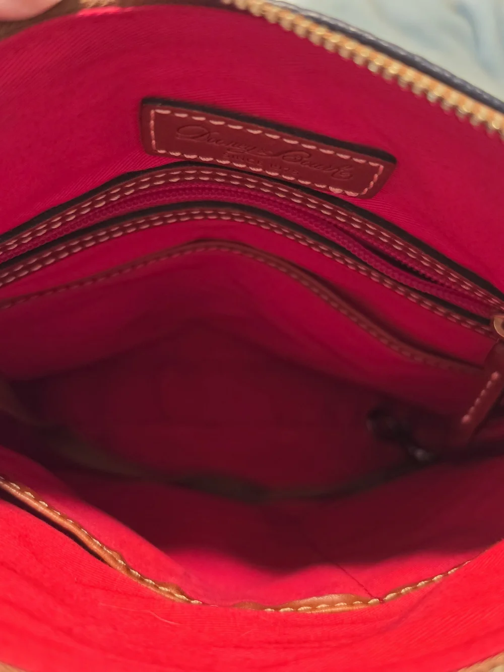 Dooney & Bourke Navy Leather Crossbody Bag with Brown Trim
